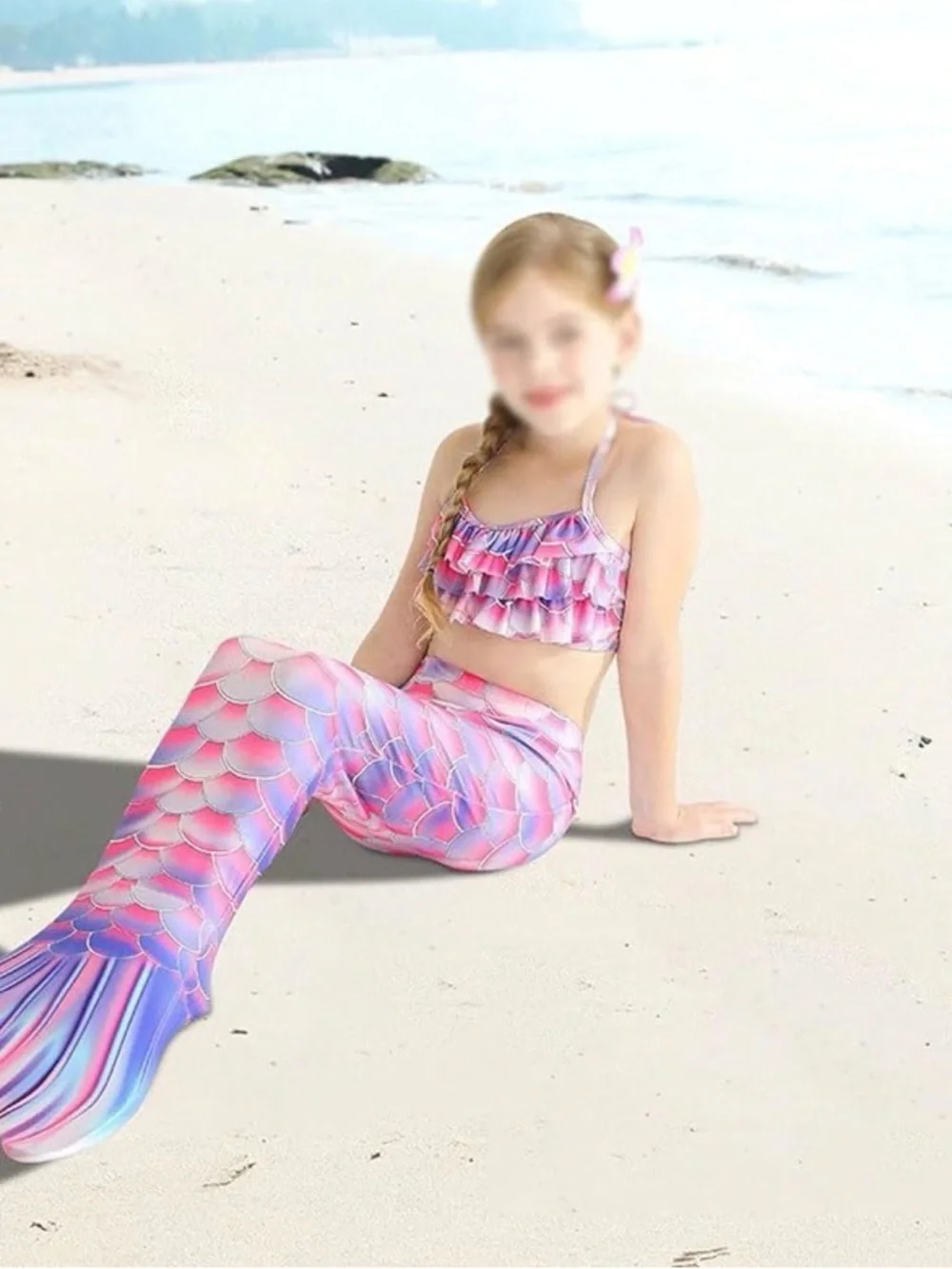 Mermaid Tail Dress Fishtail Top And Bottoms Size 110 -  5